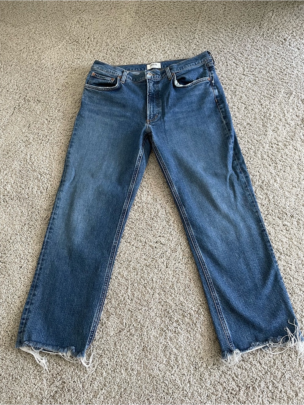 Agolde Kye Jeans Womens Size 31 Blue Straight Medium Wash Denim Jean